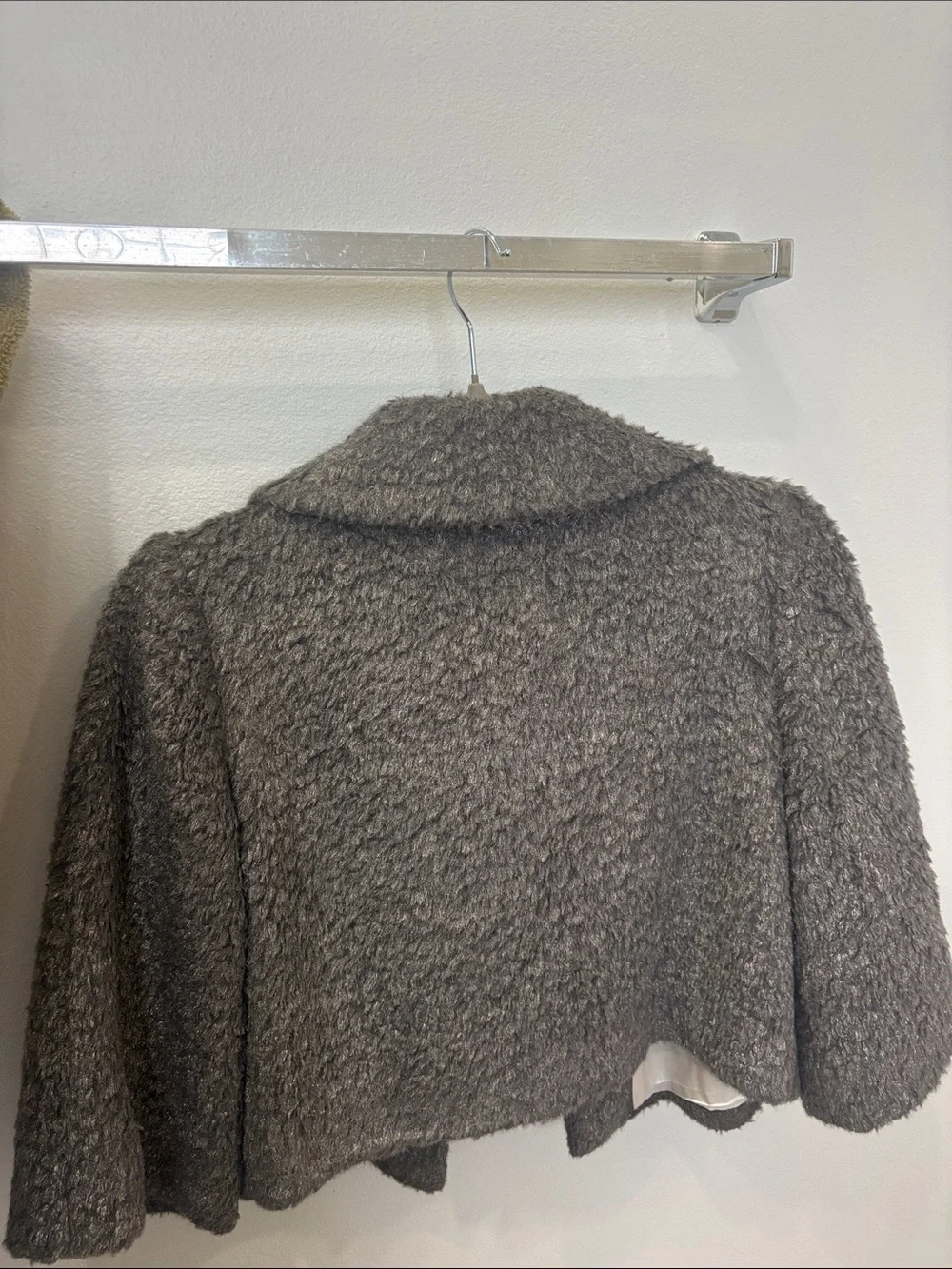 kate spade Textured Bouclé Cropped Cape Jacket in Charcoal